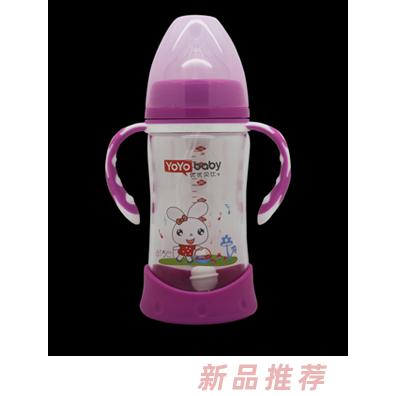 優優貝比240ml 寬口帶底墊晶鉆玻璃奶瓶