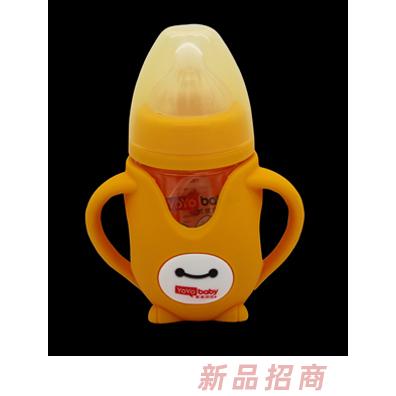 優優貝比150ml 寬口企鵝帶硅膠套玻璃奶瓶
