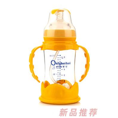 唯昵貝貝WA47寬口防摔玻璃奶瓶黃色180ml