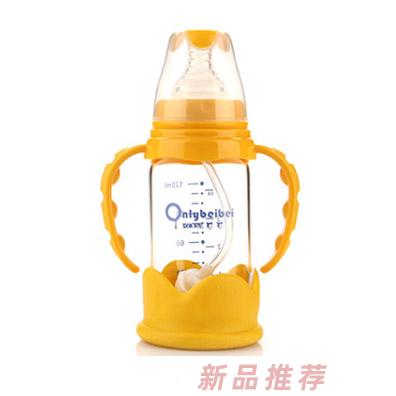 唯昵貝貝WA45標口防摔玻璃奶瓶橙色120ml