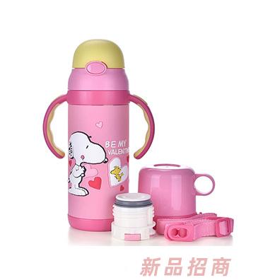 史努比兒童保溫杯（粉）