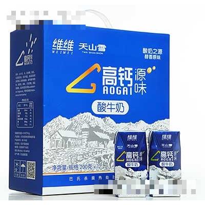天山雪鉆石包高鈣源味酸牛奶200gx12盒