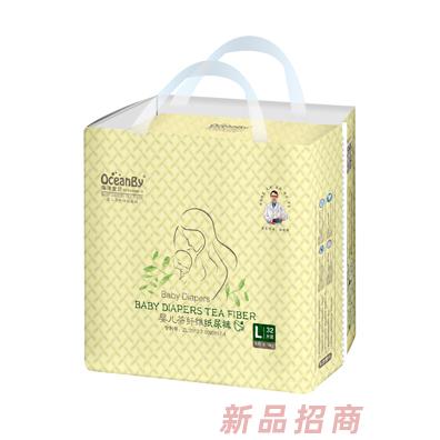 海洋寶貝嬰兒茶纖維紙尿褲L碼32片-小包