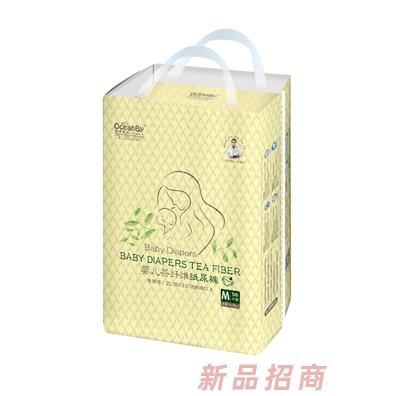 海洋寶貝嬰兒茶纖維紙尿褲M碼56片-中包