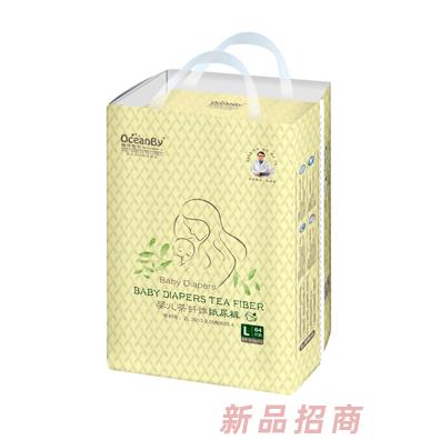 海洋寶貝嬰兒茶纖維紙尿褲L碼64片-大包