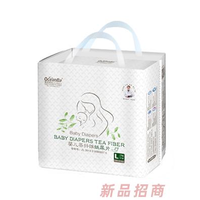 海洋寶貝嬰兒茶纖維紙尿片L碼74片-大包