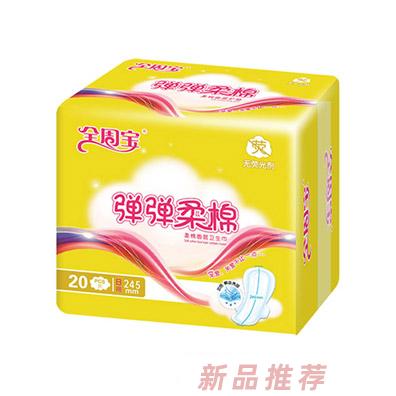 全周寶彈彈柔棉衛生巾日用網245mm