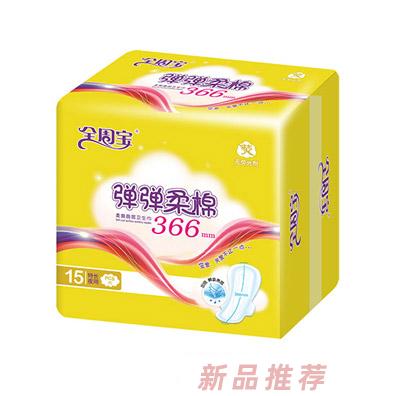 全周寶彈彈柔棉衛生巾加長夜用網15片366mm