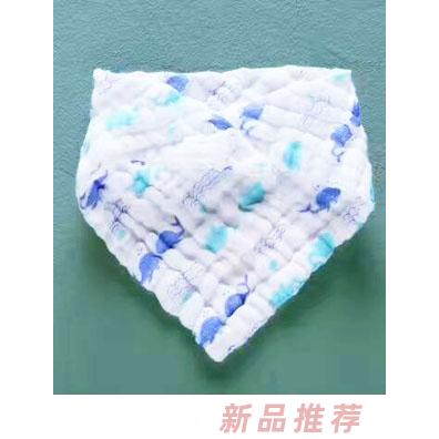 淘貝貓六層水洗紗布三角巾-藍色圖案