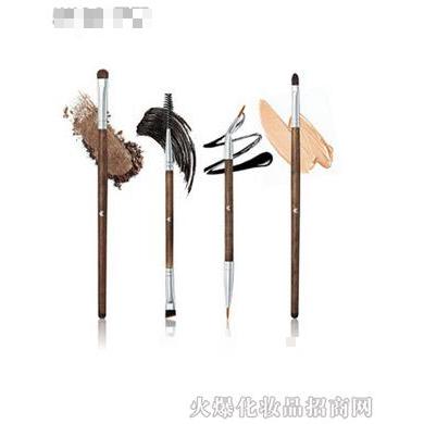 HUAMIANLI花面貍美妝高品質實木柄動物毛4支化妝套刷