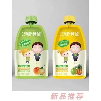 傳旭果泥100克袋裝 黃桃雪梨蘋果香蕉菠蘿草莓吸吸袋果泥