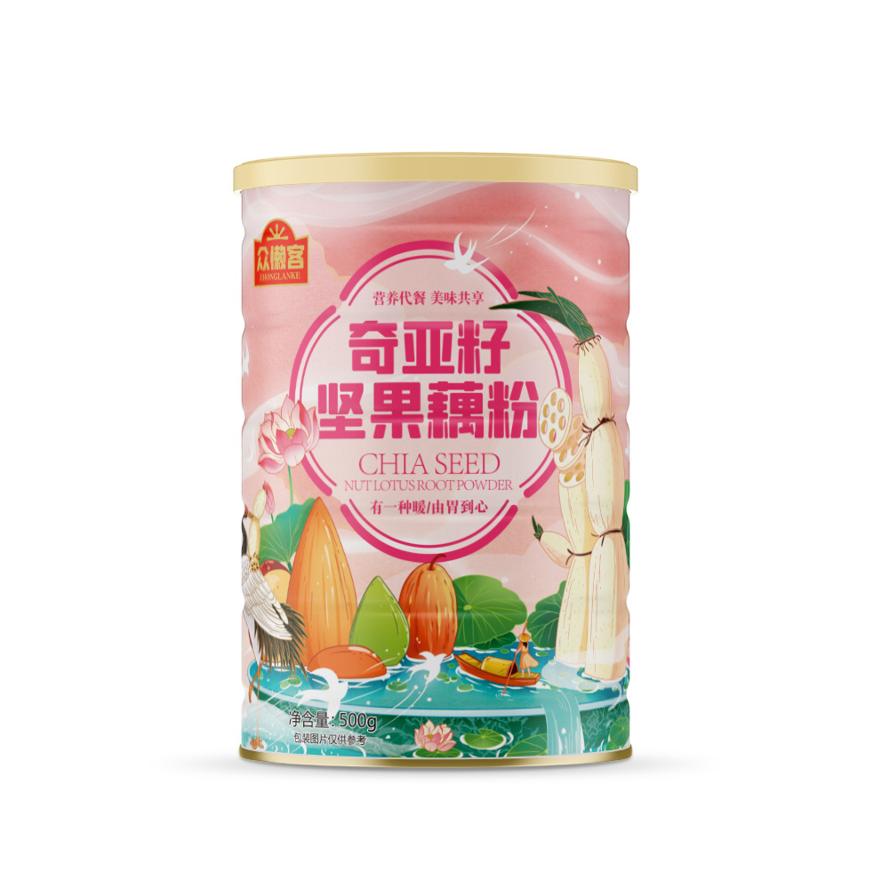 眾懶客奇亞籽堅果藕粉堅果藕粉羹罐裝500克oem代加工