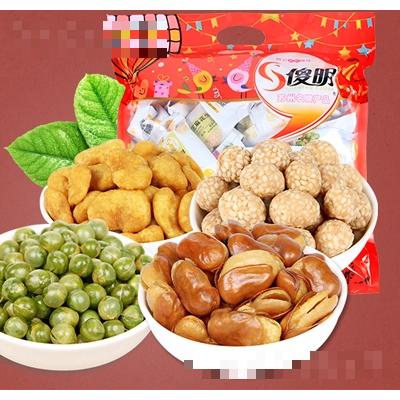傻明蟹黃蠶豆青豆花生1300g休閑零食炒貨大禮包堅果