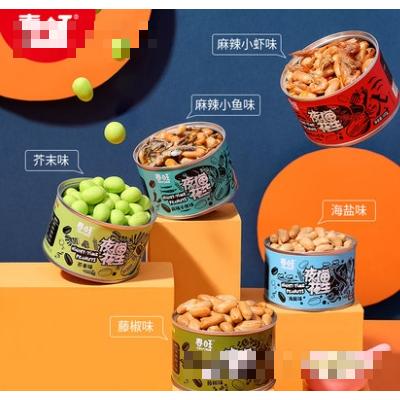 春旺夜貓花生麻辣小魚小蝦102g多味花生米夜宵零食