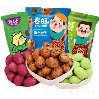 春旺多味花生海苔味魚皮花生米夏季刺激芥末零食小包裝40袋